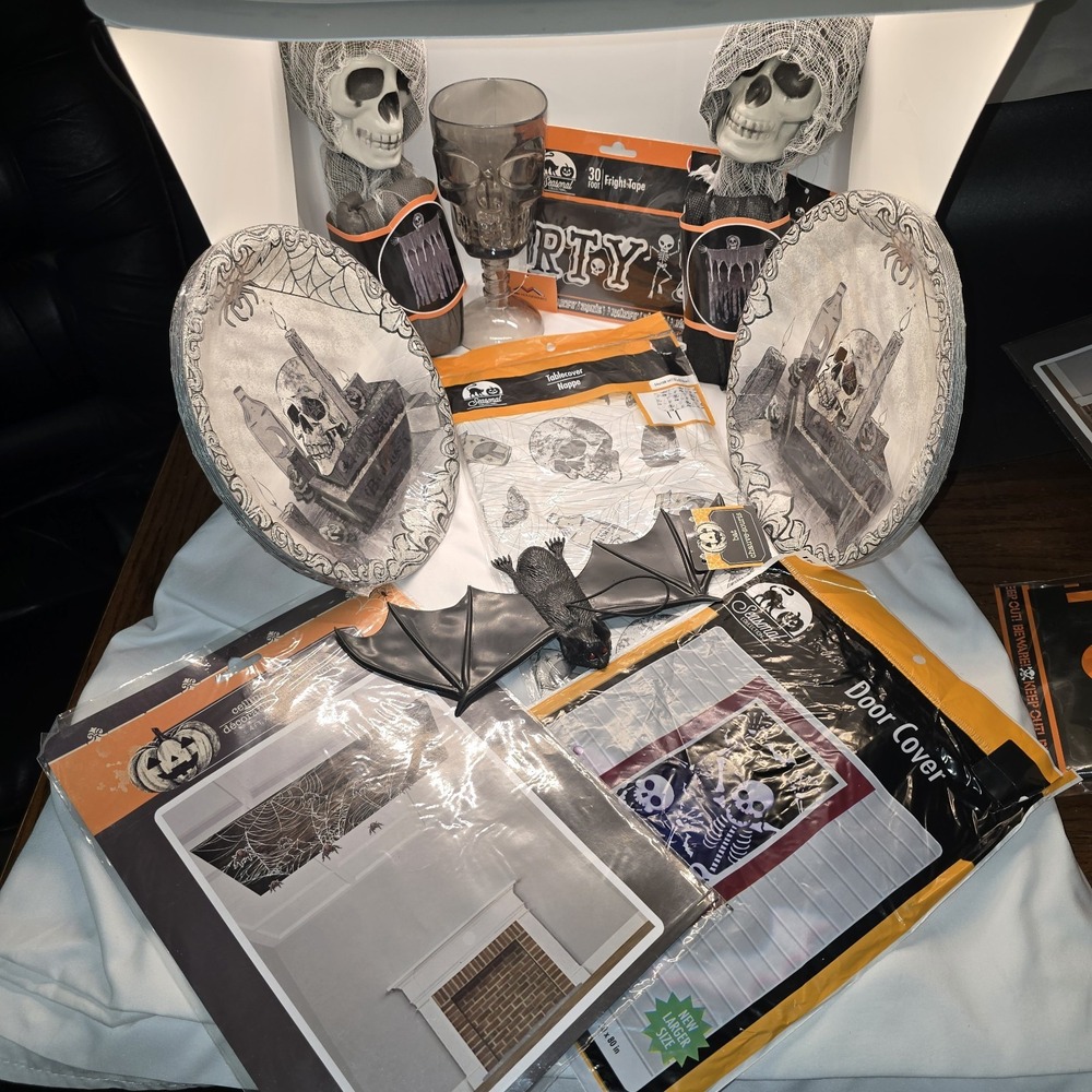 Lot Assorted Skull Themed Halloween Decor